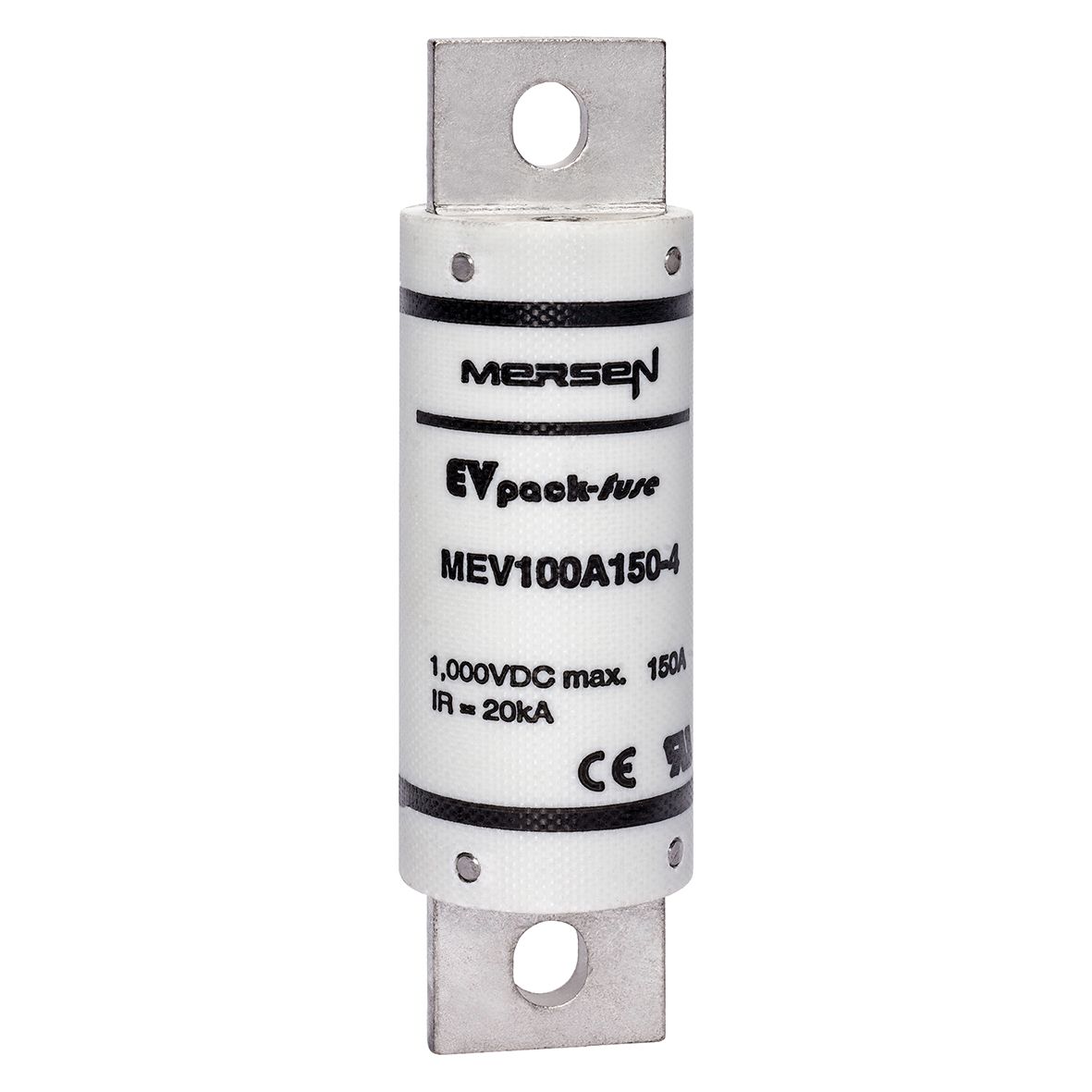 MEV100A150-4 - EVpack-fuse MEV100, 1,000 VDC Max., L/R ≤ 1ms, 150 A, Round Body Fuse